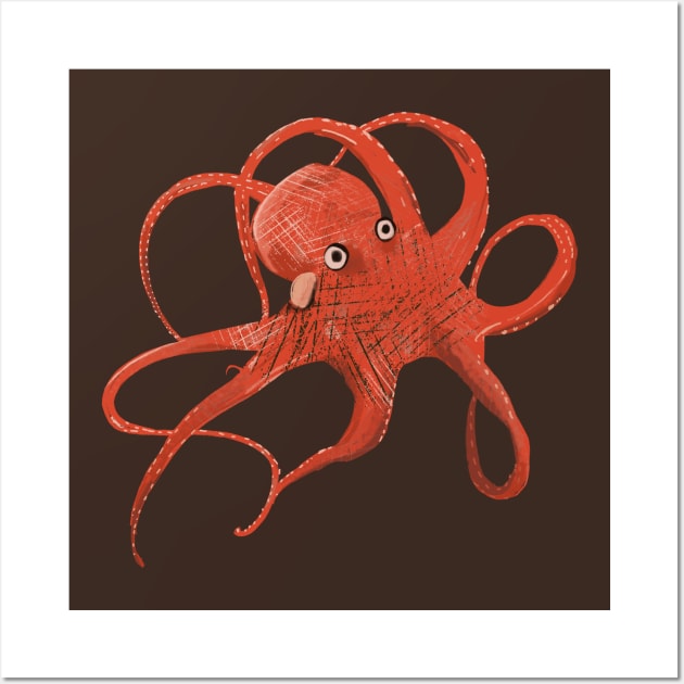 Red octopus Wall Art by Mimie20